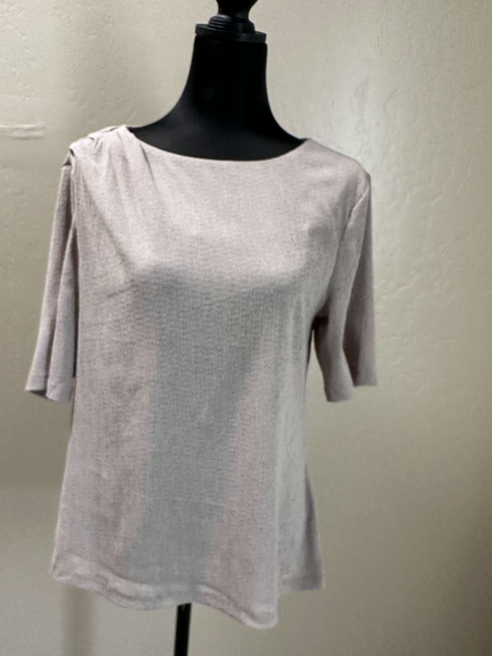Calvin Klein Light Taupe Short Sleeve Boatneck Top